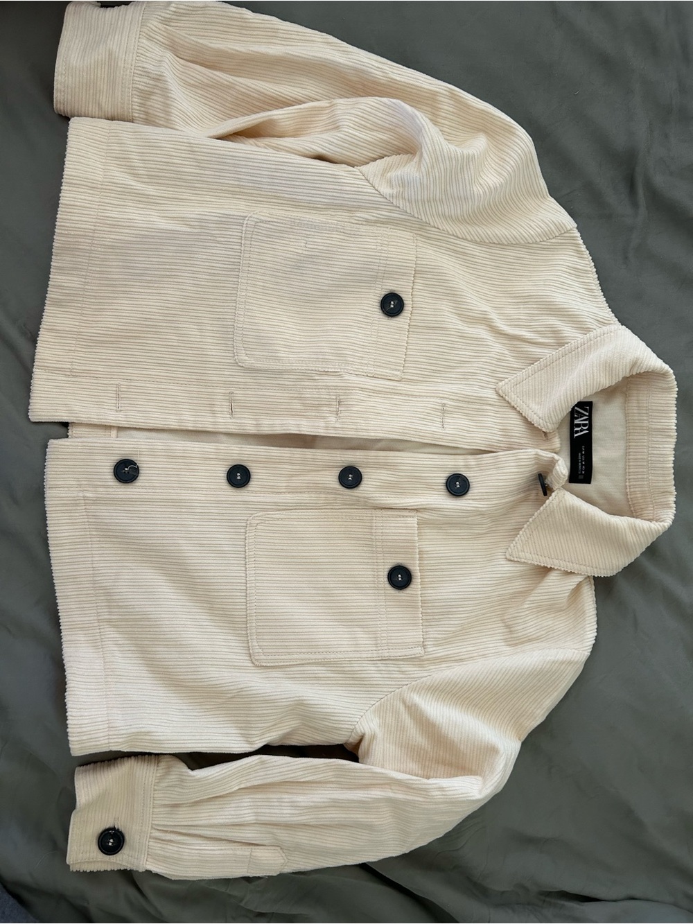 Zara Cream Corduroy Button-Up Jacket for Kids